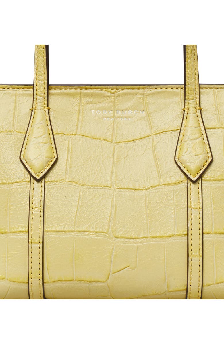 Tory Burch Mini Perry Embossed Leather Tote, Alternate, color, Yellow Sky