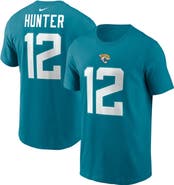 Nike Men's Nike Travis Hunter Teal Jacksonville Jaguars 2025 NFL Draft First Round Pick Name & Number T-Shirt