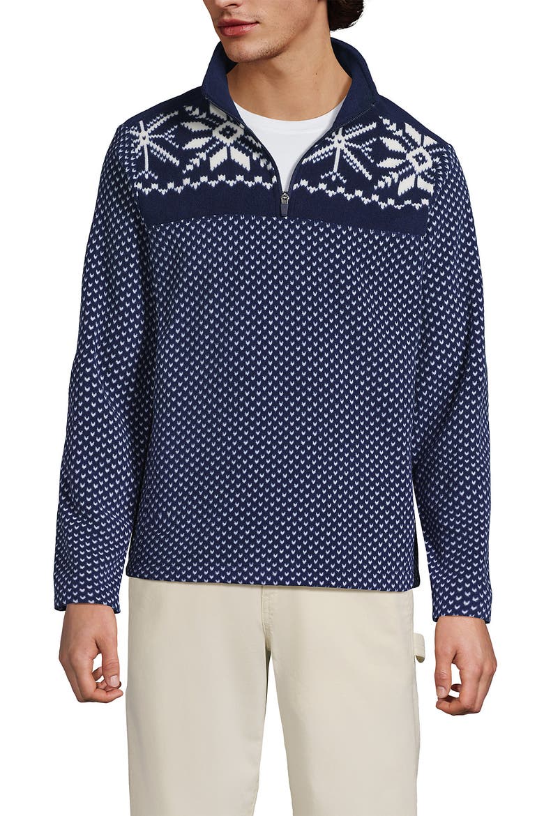 Anyweather Fleece Quarter Zip Pullover, Main, color, Deep Sea Birdseye/Fairisle