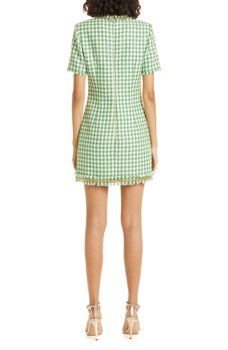 Rebecca Vallance Cher Fringe Tweed Minidress, Alternate, color, Green Check