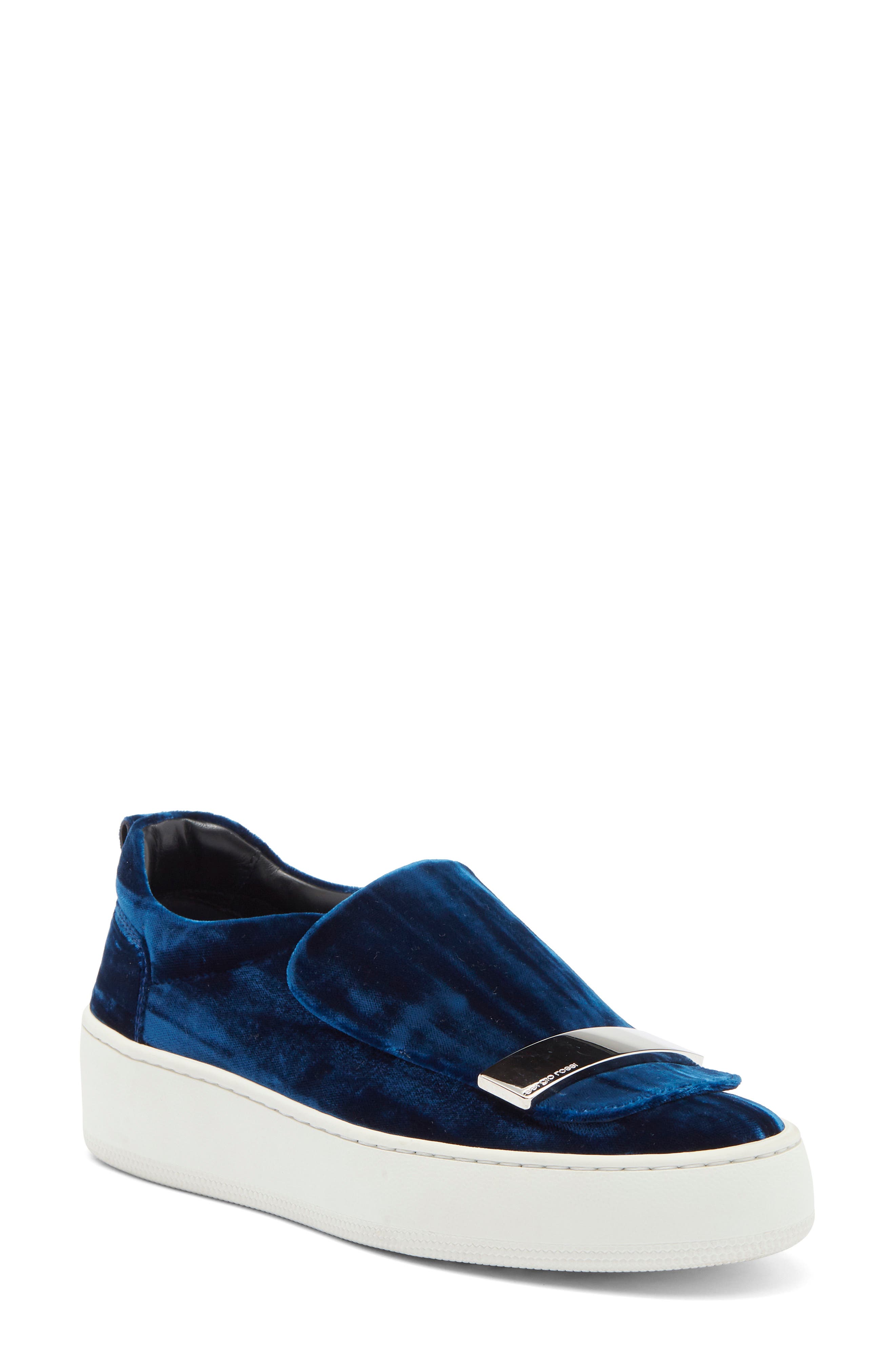 Sergio Rossi Velvet Slip-On Sneaker, Main, color, 