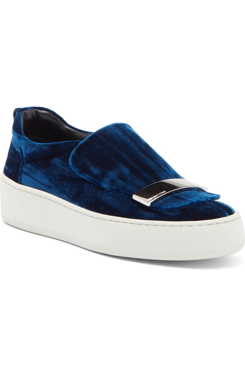 Sergio Rossi Velvet Slip-On Sneaker, Main, color,