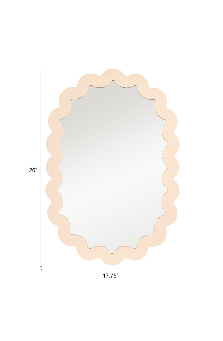 Storied Home Wood Framed Scalloped Wall Mirror, Cream Color, Alternate, color, Cream