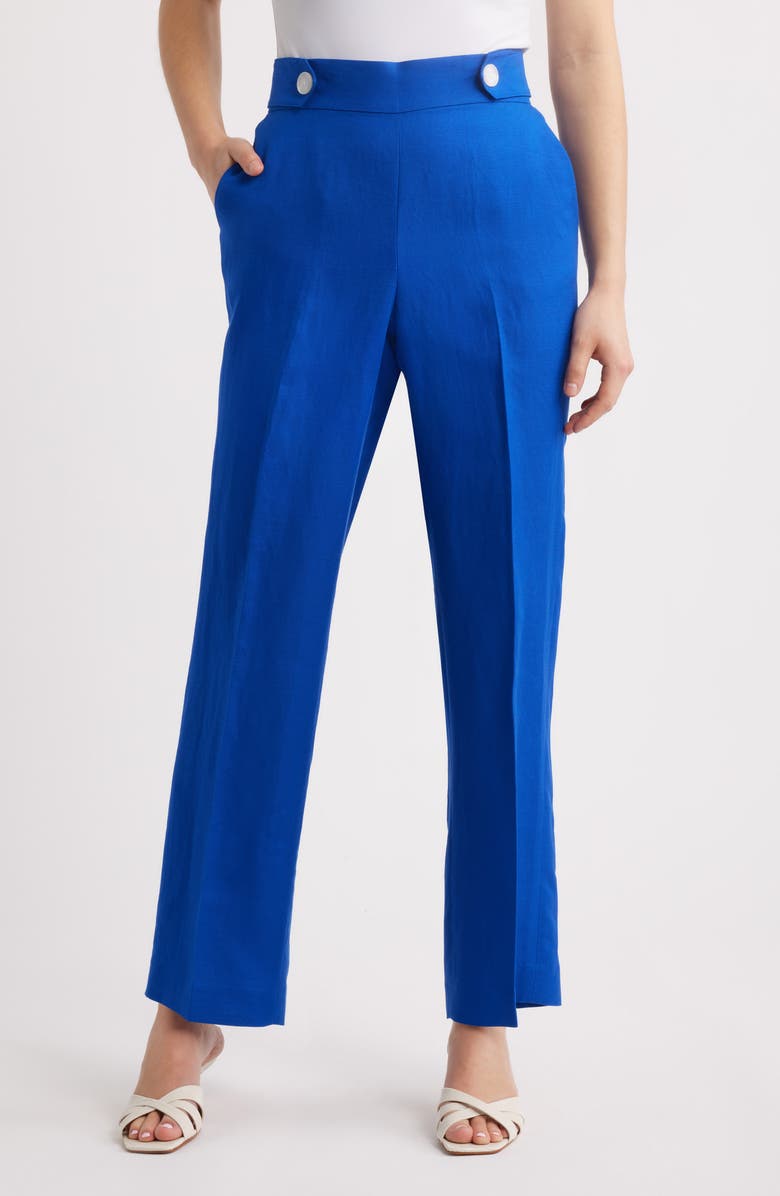 Anne Klein Pull On Linen Blend Pants, Main, color, 