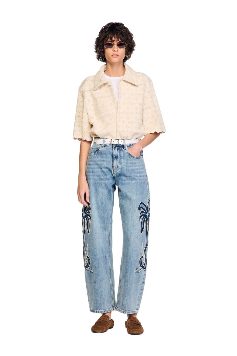 Cotton broderie anglaise shirt, Alternate, color, Ecru
