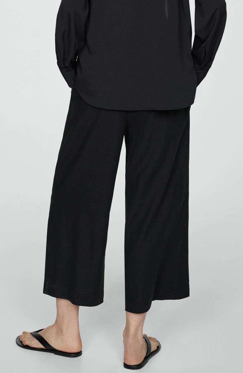 MANGO Linen Blend Crop Wide Leg Pants, Alternate, color, 