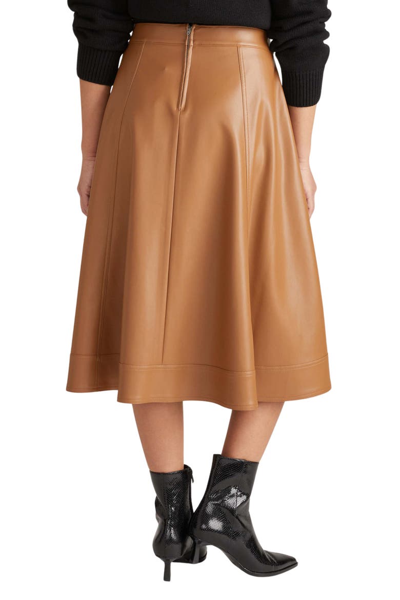 Charlotte Faux Leather Midi Skirt, Alternate, color, CAMEL