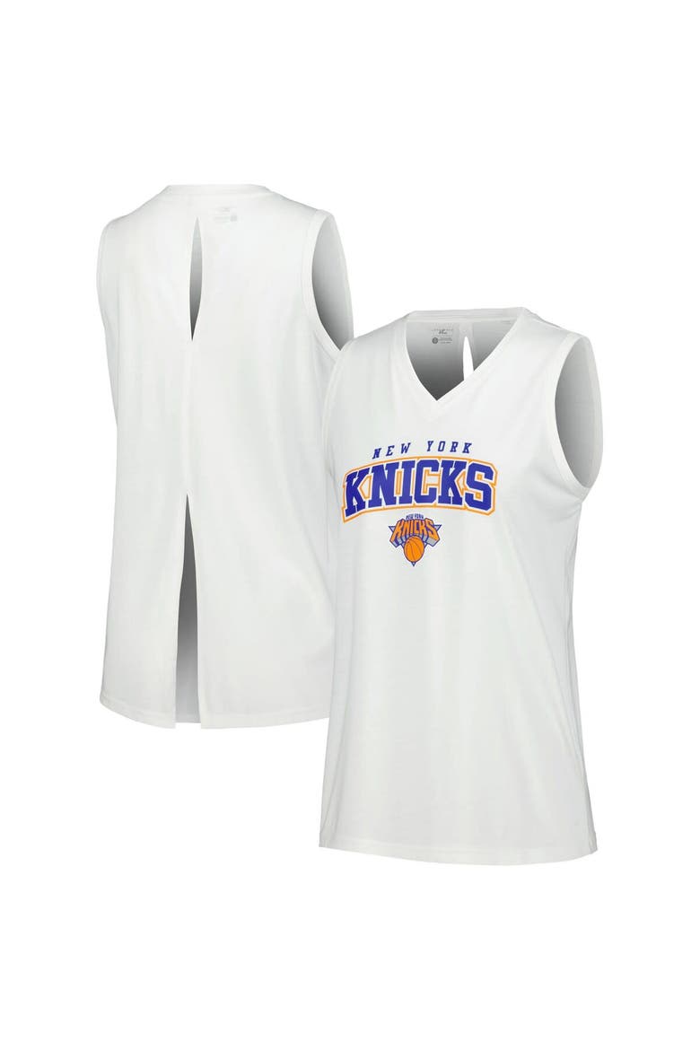 Women's Levelwear White New York Knicks Paisley Peekaboo Tank Top, Main, color, White