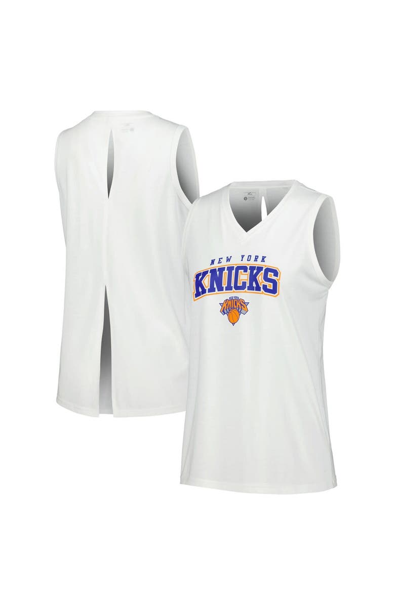 LEVELWEAR Women's Levelwear White New York Knicks Paisley Peekaboo Tank Top, Main, color, 