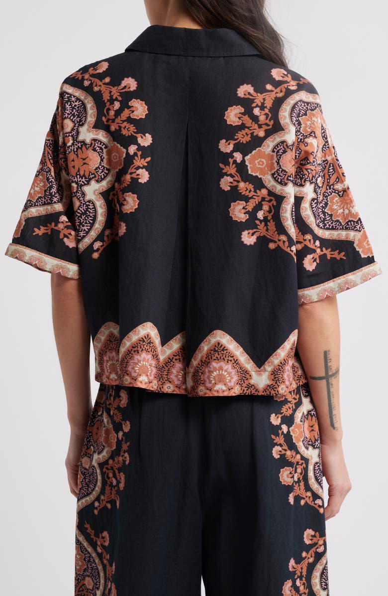 Cleobella Jeni Medallion Print Cotton & Linen Camp Shirt, Alternate, color,