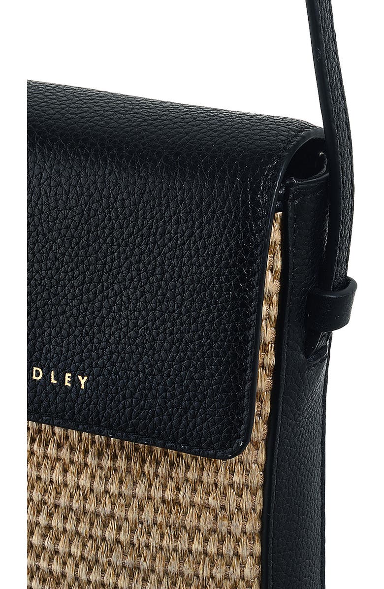 Radley Bishops Lane Straw Mini Phone Crossbody Bag, Alternate, color, Black