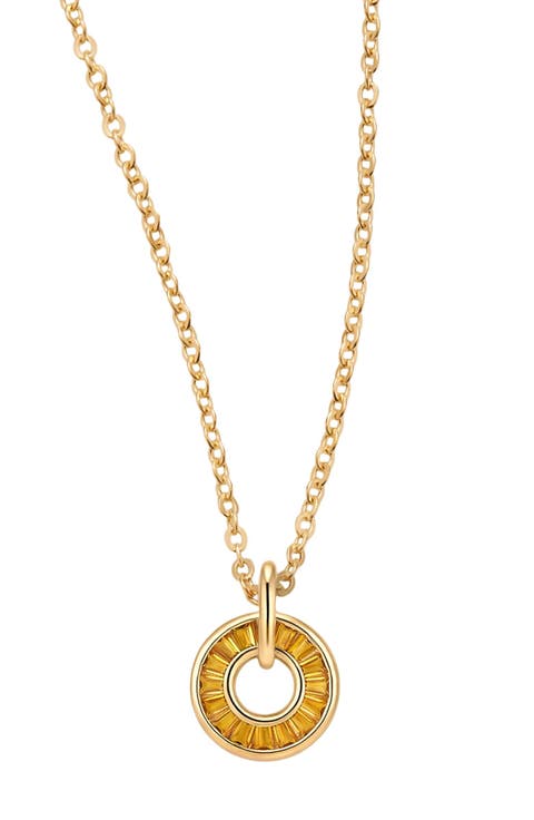 Baguette Birthstone Charm Necklace