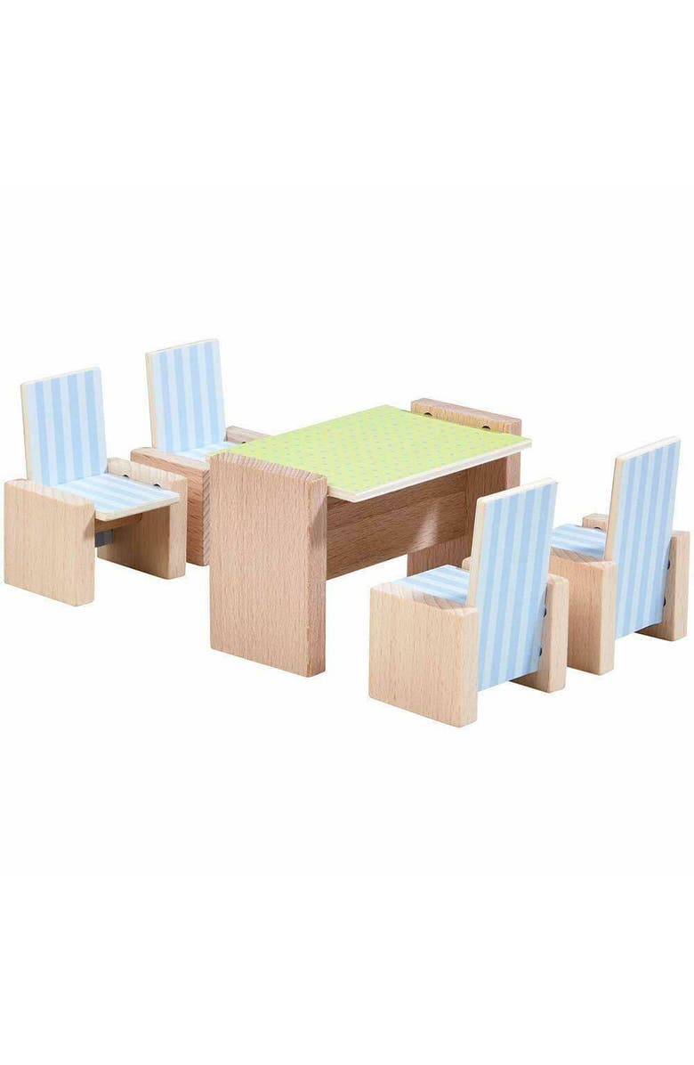 HABA Little Friends Dining Room - Wooden Dollhouse Furniture for 4" Bendy Dolls, Main, color, Multi