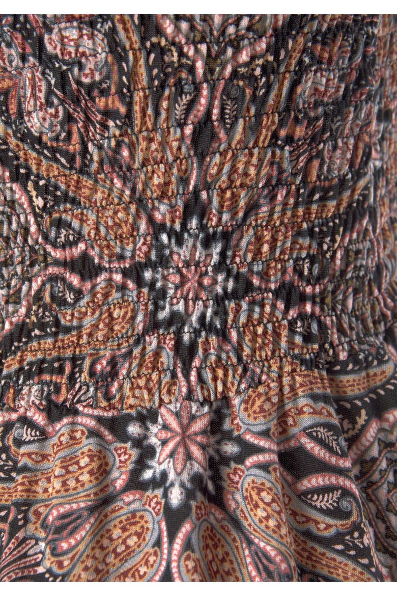 Smocked Convertible Maxi Dress, Alternate, color, Brown Multi
