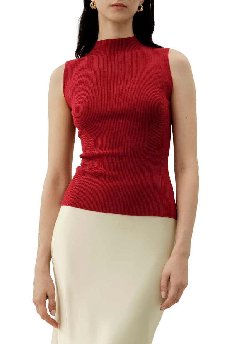 Women's Seamless Knit Washable-Wool Vest, Main, color, Red