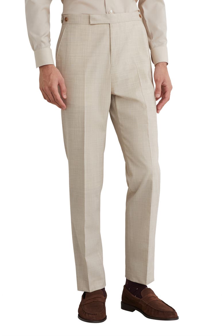 Vita Check Wool Blend Pants, Main, color, OATMEAL