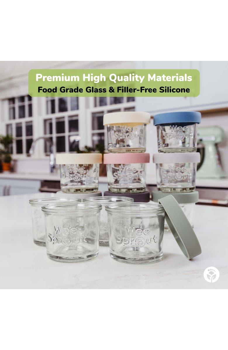 WeeSprout Glass Baby Food Storage Jars with Silicone Lids, Alternate, color, Matte Variety