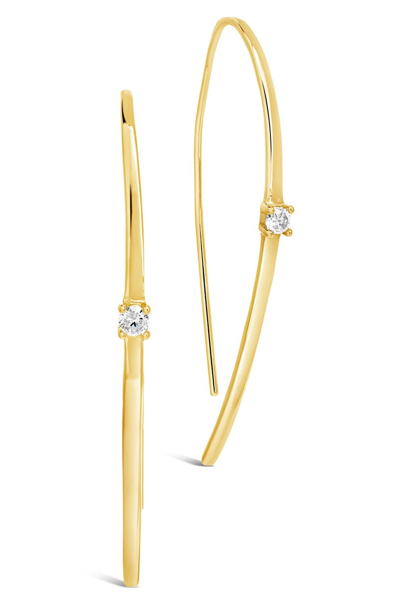 Sterling Forever 14K Gold Plated Sterling Silver CZ Stud Threader Earrings, Alternate, color, 