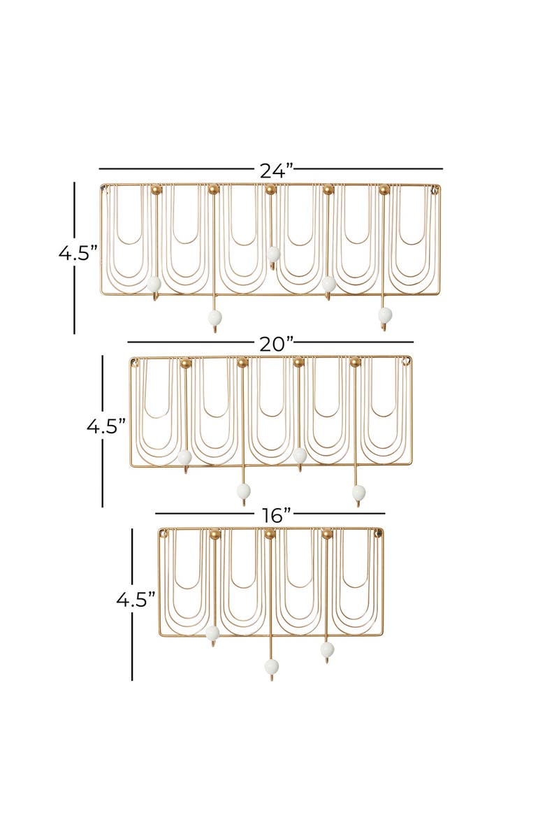 VIVIAN LUNE HOME Goldtone Iron Glam Wall Hook - Set of 3, Alternate, color,