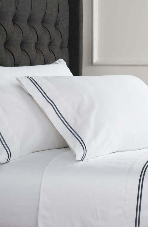 Dual Stripe Embroidered 600 Thread Count Cotton Sheet Set