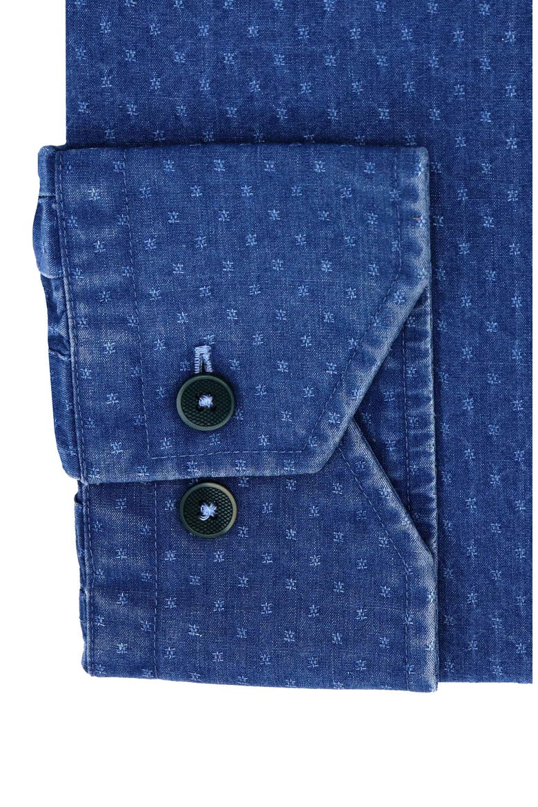 Trim Fit X-Embroidery Dress Shirt, Alternate, color, DENIM