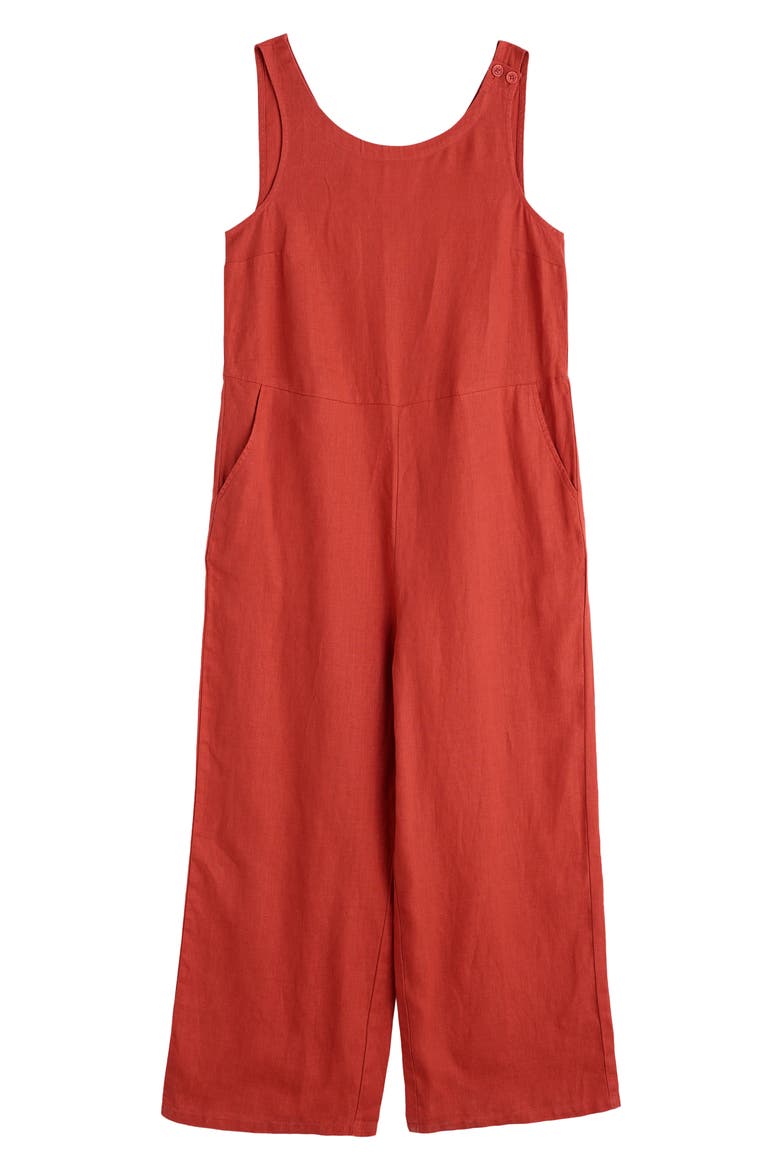 Salt Air Wide Leg Linen Jumpsuit, Alternate, color, CARNELIAN