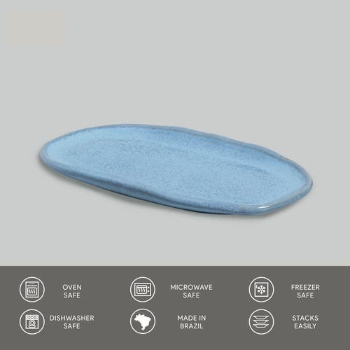 Porto Brasil Shallow Organic Oval Platter Small Set Of 4 In Blue