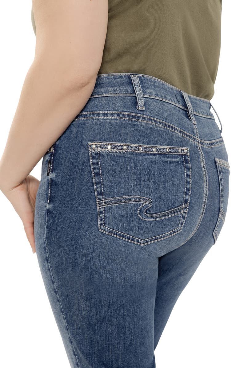 Silver Jeans Co. Avery Curvy Studded High Waist Bootcut Jeans, Alternate, color, 