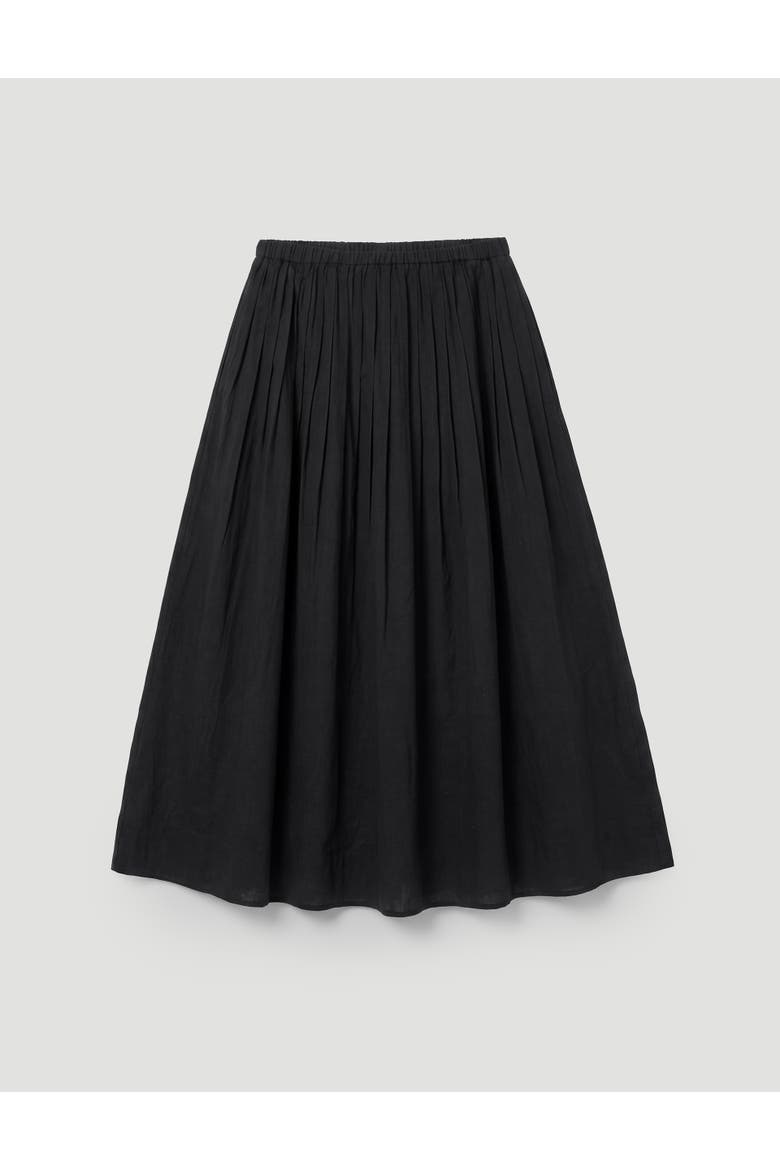 Maddie Pleated Cotton Voile Midi Skirt, Alternate, color, Black