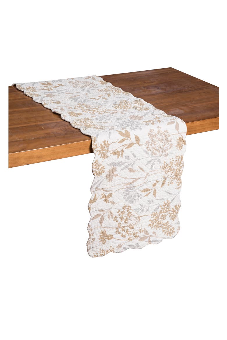 Carmella Fields 100% Cotton Quilted Table Runner 14" x 51", Alternate, color, Brown