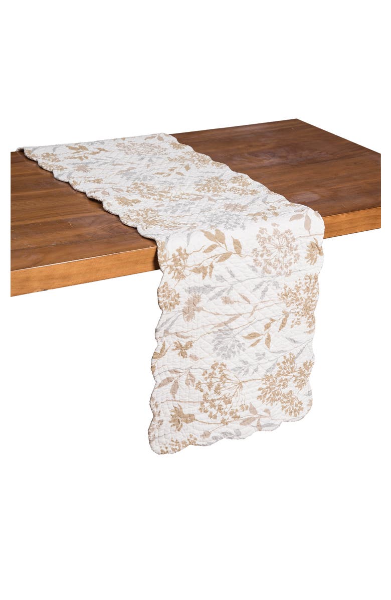 C&F Home Carmella Timeless Botanical Fields Quilted Table Runner 14" x 51", Alternate, color, Brown