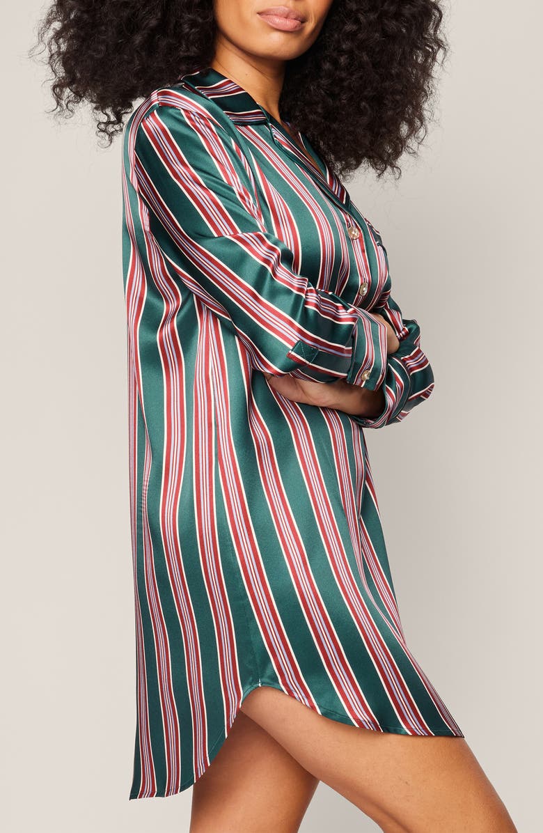 Petite Plume Lancaster Stripe Mulberry Silk Nightgown, Alternate, color, 