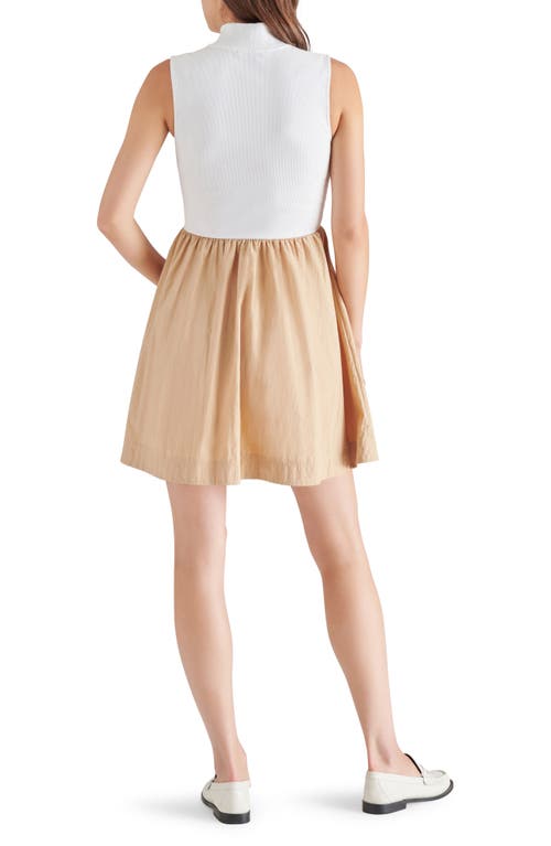 Steve Madden Lyon Quarter Zip Mixed Media Dress In Dusty Taupe