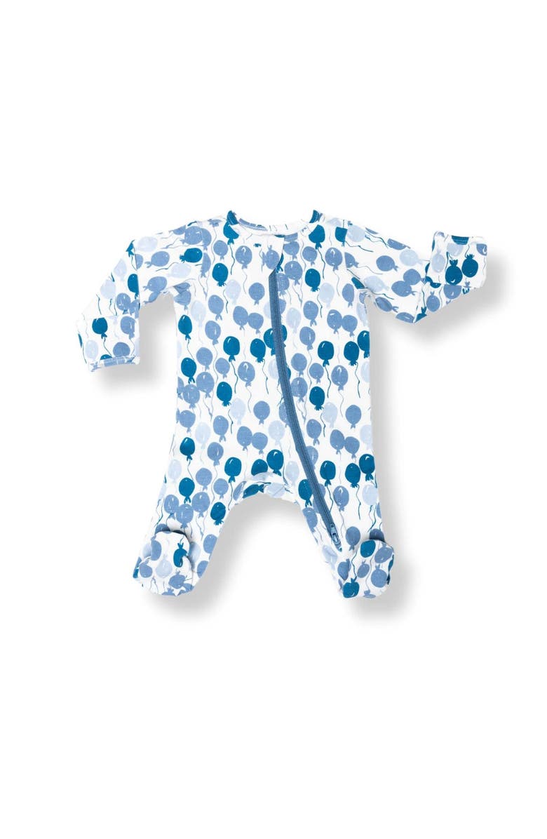 Norani Organic Cotton Zip Footie, Main, color, Blue Balloons