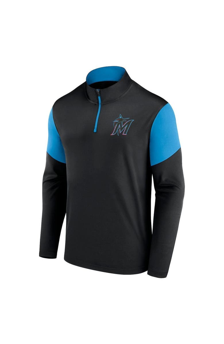 FANATICS Men's Fanatics Branded Black/Blue Miami Marlins Primary Logo Quarter-Zip Top, Alternate, color,