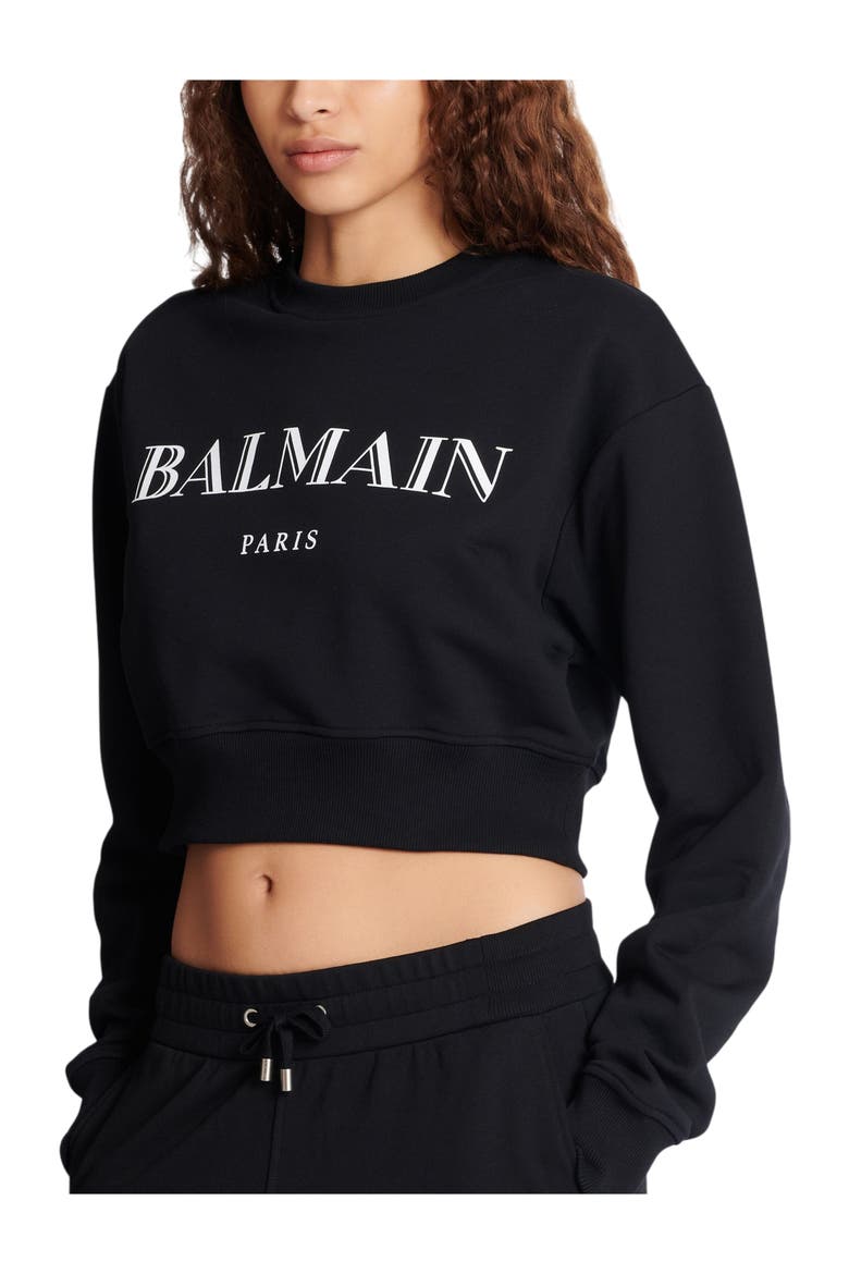 Printed Balmain Crew-Neck Sweatshirt, Alternate, color, black