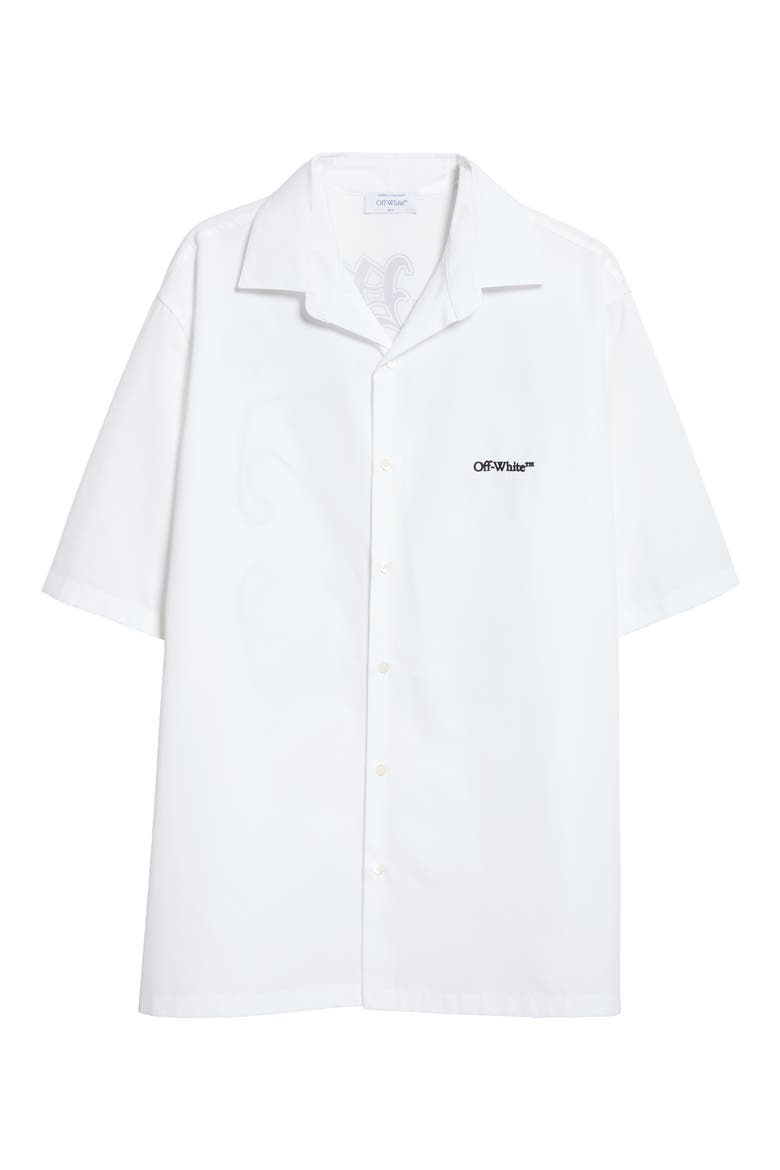 Gothic Arrows Cotton Poplin Bowling Shirt, Alternate, color, WHITE - BLACK