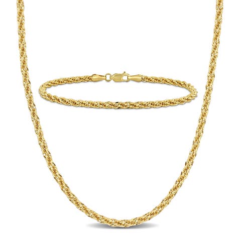 2-Piece Set Infinity Rope Chain Bracelet & Necklace 14k