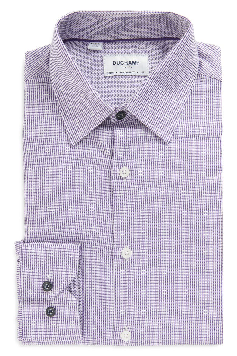 Men's Tailored Fit Basket Weave Dress Shirt, Alternate, color, PURPLE