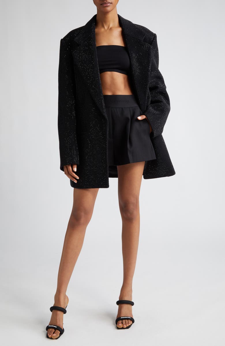 Alexander Wang Pleated High Waist Wool Shorts, Alternate, color,