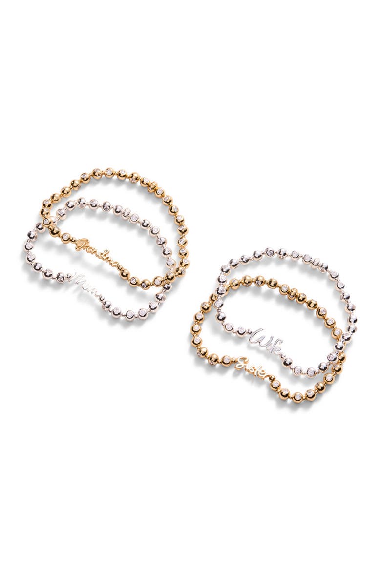 Wife Elongated Crystal Stretch Bracelet, Alternate, color, Silver