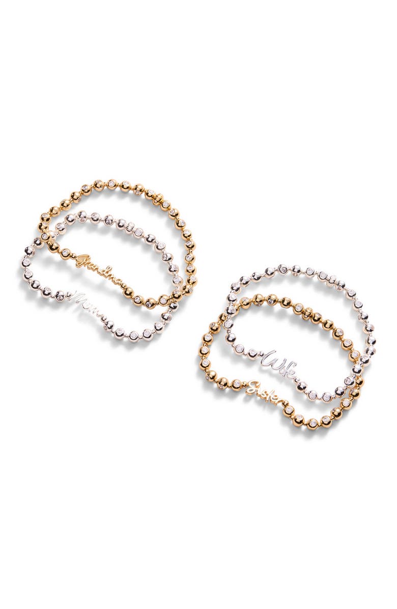 Alex and Ani Wife Elongated Crystal Stretch Bracelet, Alternate, color, Silver