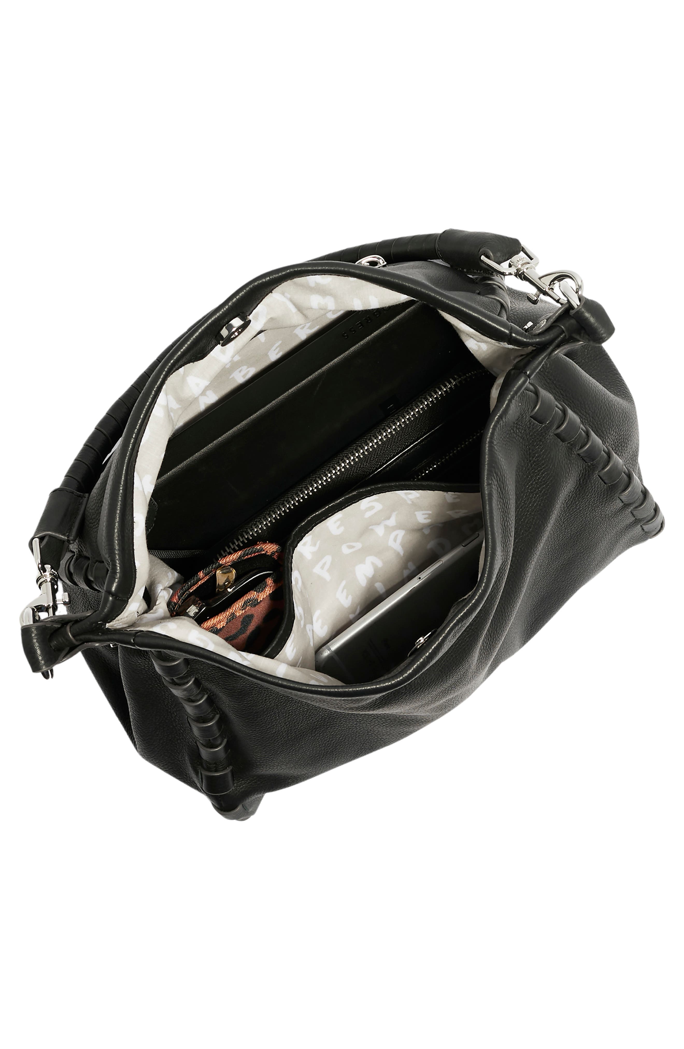 AIMEE Zen Leather Hobo, Alternate, color, Black