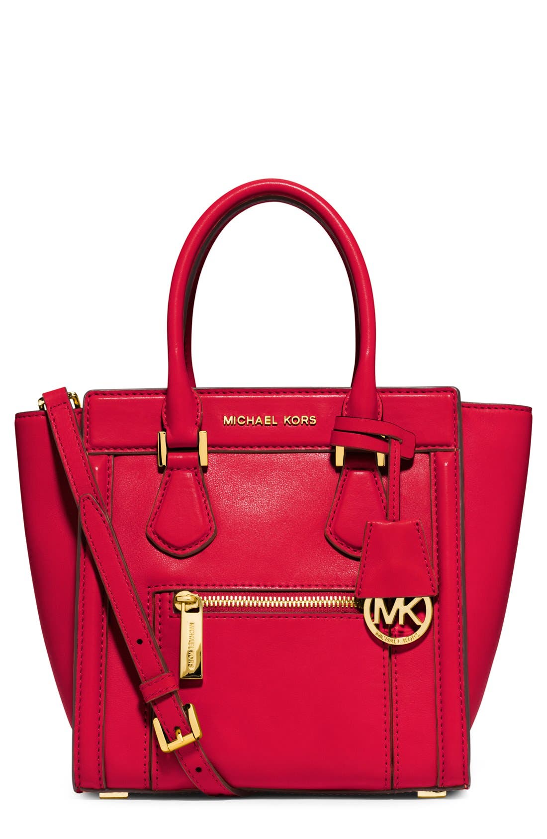 'Medium Colette' Zip Detail Satchel, Main, color, CHILI