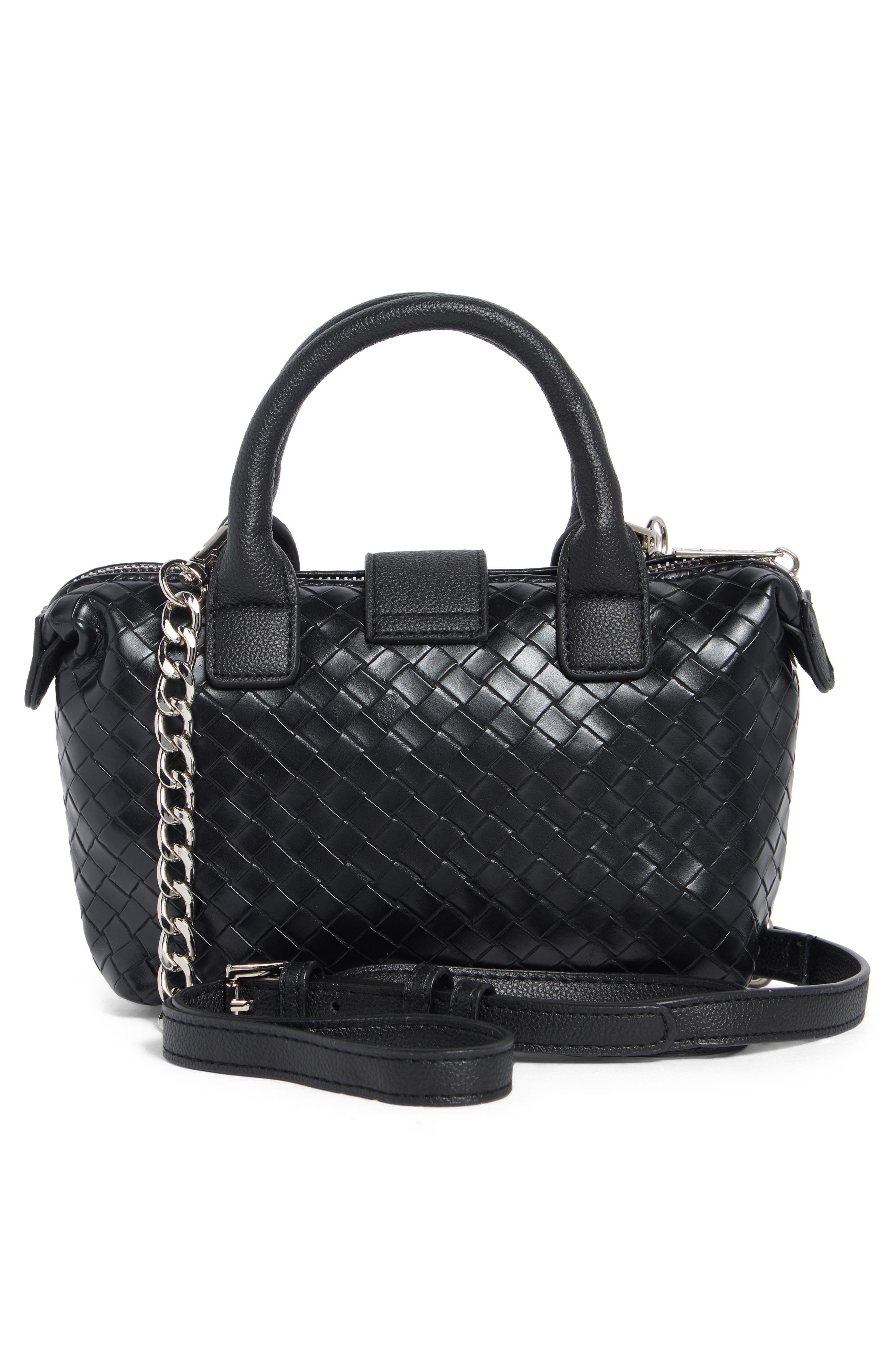 Madden Girl Mini Woven Tote, Alternate, color, Black