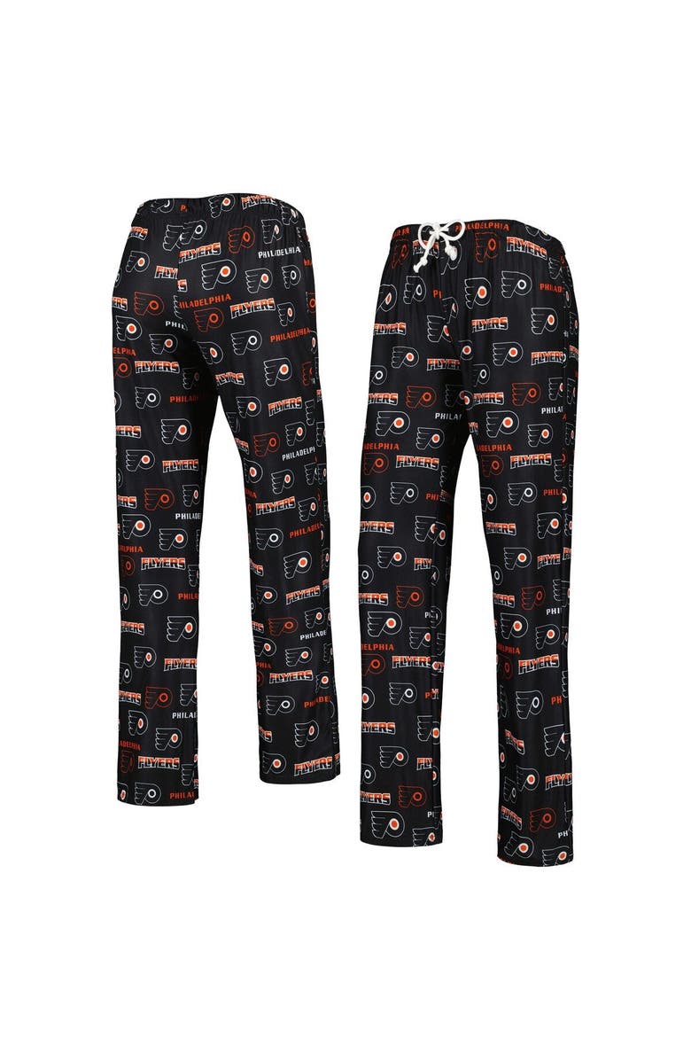 CONCEPTS SPORT Women's Concepts Sport Black Philadelphia Flyers Breakthrough Allover Logo Sleep Pants, Main, color, 