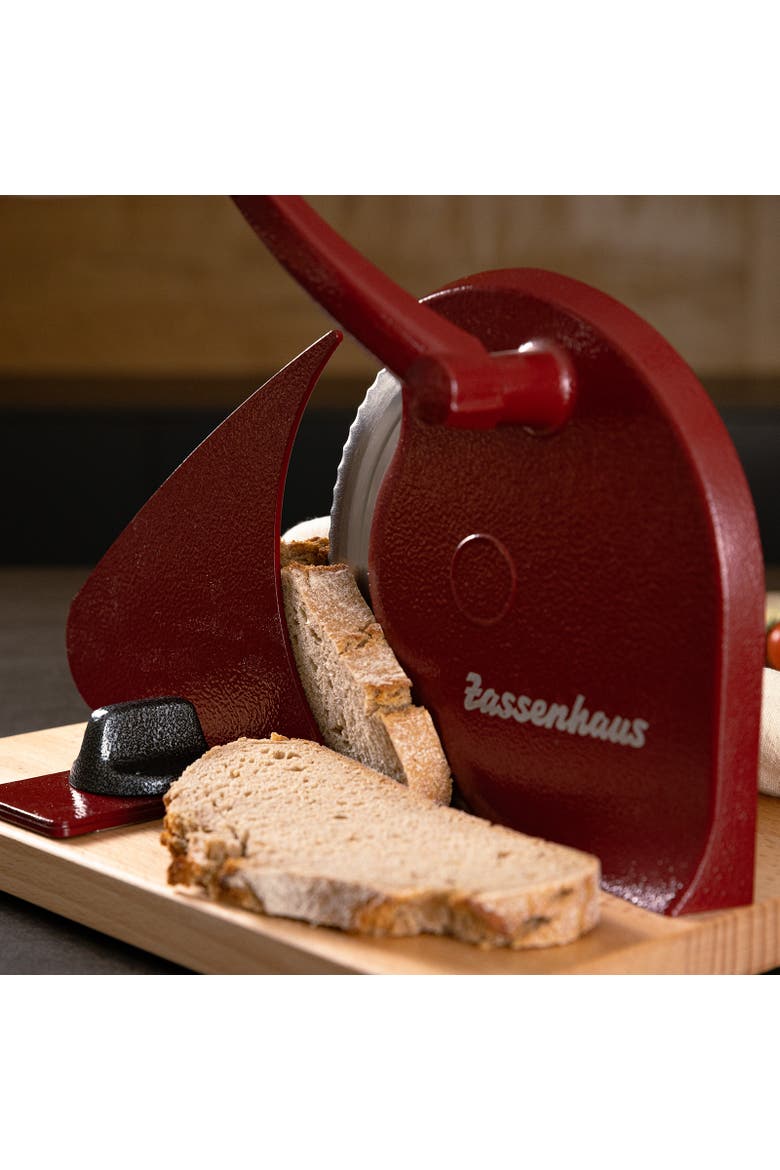 Manual Bread Slicer, Hand Crank Home Bread Slicer, 11.75" x 8", Alternate, color, Red