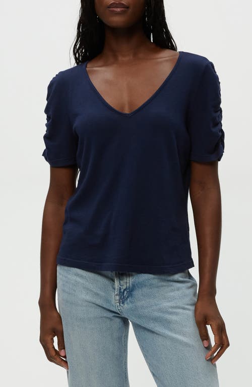 Michael Stars Tati Power Shoulder Rib Top In Nocturnal