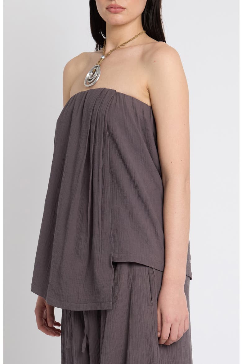 Asymmetric Hem Crinkle Bandeau Top, Alternate, color, GREY