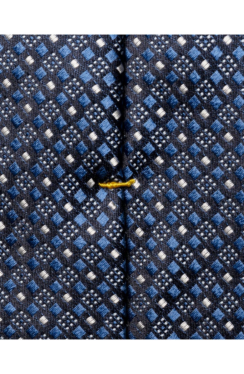 Eton Neat Geometric Pattern Silk Tie, Alternate, color, Navy